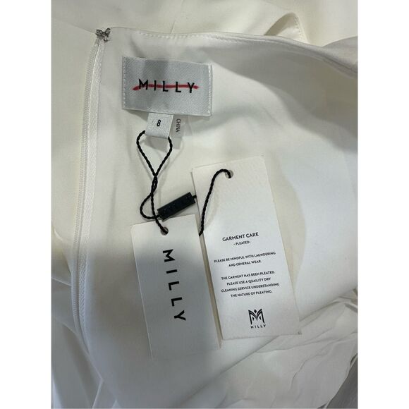 Milly Haddy Pleated Minidress in Ecru Size US8 $395 - Picture 11 of 12